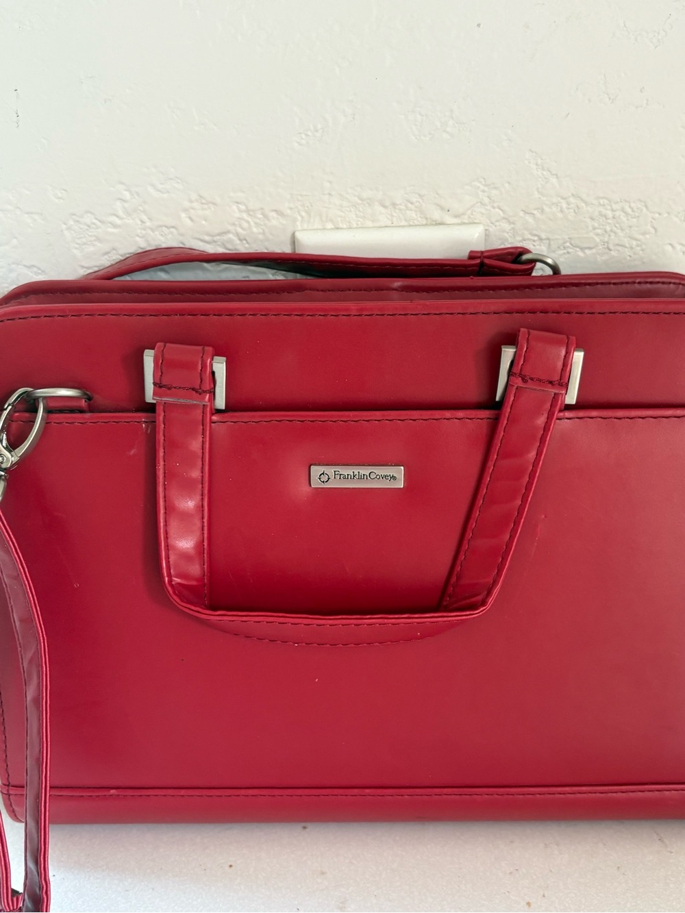Franklin Covey Red Leather Classic 7 Ring Planner Binder Portfolio